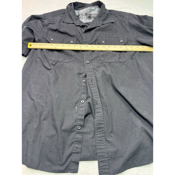 Men Black Short Sleeve Button Down Plaid Accents Rocawear Size Xl Dbl Pockets - Picture 9 of 11